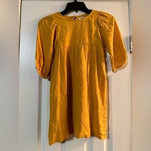 Old Navy Girls Mustard 3/4 Length Sleeve Dress Size 6/7 Brand New
